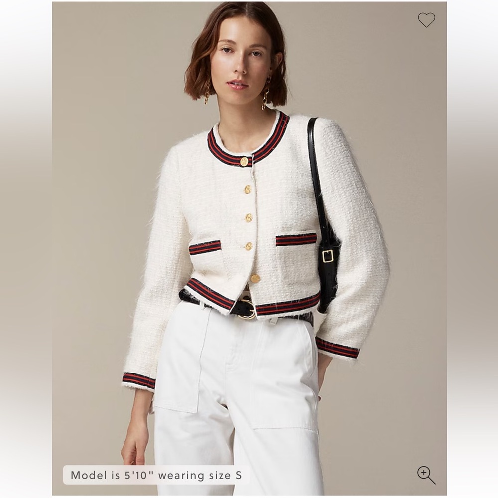 J Crew brand new Collection contrast-trim lady jacket in Italian tweed